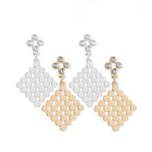 2019 New Trendy Metal Geometric Square Drop Earrings for Women Shinning Crystal Alloy Dangle Earrings Jewelry Accessory Gift 2024 - buy cheap