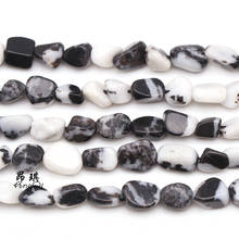 Contas jaspe zebra 4-7mm, natural, preto e branco, formato irregular, contas de cascalho para pulseira diy, joias de moda, 15'' 2024 - compre barato