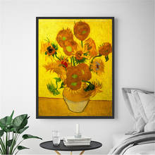 Pintura do mundo van gogh girassol poster abstracto impressão da arte da lona flor fotos parede para sala de estar cozinha quarto arte da parede 2024 - compre barato