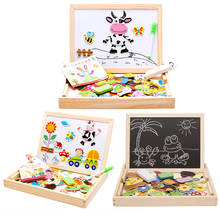 Kids Wooden Puzzles Multifunctional Magnetic Drawing Board Cartoon character scene Tangram Toys Children Puzzle Educational Gift 2024 - buy cheap
