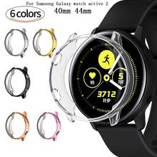 Capa de silicone clássica para samsung galaxy watch active 2 44mm 40mm, capa protetora hd de cobertura de tela completa 2024 - compre barato