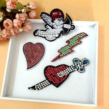 3D Handmade Rhinestone Beaded Patches Cupid Of Arrow Heart Sew on Sequin Crystal Patch for Clothing Beading Applique Cute Patch 2024 - buy cheap