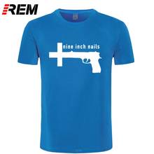 REM модная свободная хлопковая футболка для отдыха мужская футболка с принтом Nine Inch Nail Rock Band Летние повседневные футболки хип хоп в стиле панк 2024 - купить недорого