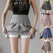 Female Short Pleated Korean Plaid Slim Fit High Waist Preppy Style Empire Skirts Girls Fashion Mini A-line Sexy Skirt Cute Skirt 2024 - buy cheap