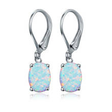 FYSL Silver Plated Oval Shape Opalite Opal Dangle Earrings for Women Anniversary Gift Jewelry 2024 - buy cheap