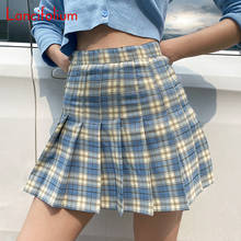 Harajuku Pleated High Waist Skirt Women Summer Plaid Kawaii School Girl Mini Skirt A Line 2020 Purple Blue Egirl Cute Skort 2024 - buy cheap
