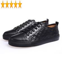 Casual New 2021 Shoes Spring Men Retro Punk Plaid Footwear Top Brand Genuine Leather Male Flats Lace Up Round Toe Black White 2024 - buy cheap