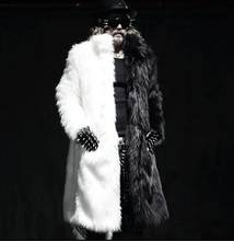 Jaqueta de couro de vison preto e branco, casaco masculino de couro com pele quente, jaqueta solta, moda grossa para outono e inverno 2024 - compre barato