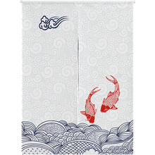 Cortina estilo japonês de algodão e linho, cortina criativa koi lótus, divisória de paisagem, cortina de feng shui, decoração de casa 2024 - compre barato