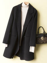 Casaco feminino de lã 100%, blusa dupla face, longo, primavera, outono, casaco, sobretudo feminino, manteau femme 820 kj6066 2024 - compre barato