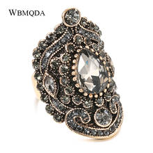Wbmqda Hot Gray Crystal Ring For Women Party Accessories Antique Gold Color Vintage Bride Wedding Jewelry Luxury Gifts 2020 New 2024 - buy cheap