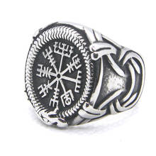 316L Stainless Steel Fashion Jewelry Cool Men Boys Vikings Round Ring 2024 - buy cheap