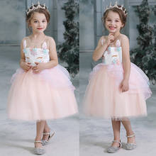 Vestido de unicórnio sem mangas para crianças, vestido de princesa para festa de aniversário de 6 anos, sem mangas 2024 - compre barato