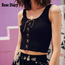 RoseDiary Summer Knitted Sexy Lace Up Cute Cropped Tops Lady Boho Chic Knitting Croptops Shorts Tanks Gothic Streetwear Krop Top 2024 - buy cheap