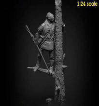 New Unassembled  1/24 75mm ancient warrior stand with tree  Resin Figure Unpainted Model Kit 2024 - buy cheap