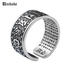 Pure Silver 999 Sterling Jewelry Retro Thai Silver Rings Men Women Six Mantra Opening S999 Wide Band Ring 2024 - buy cheap