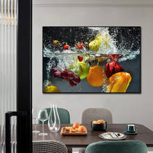 1 peças de frutas frescas e legumes na água grande cartaz da parede para casa restaurante cozinha decoração sala estar pinturas em tela hd 2024 - compre barato