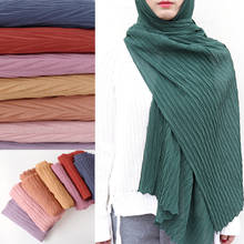 women plain chiffon scarf Head hijab wrap solid full cover-up shawls foulard femme headband crinkle muslim hijabs store 2024 - buy cheap
