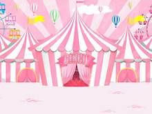 Pink Circus Birthday Party Background Baby Shower Backdrop Hot Air Balloon Girl Rustic Carnival Poster Pastel Photo Booth Banner 2024 - buy cheap