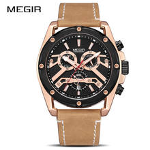 MEGIR Quartz Men Watches Fashion Genuine Leather Chronograph Military Business Clock Male Relogio Masculino Erkek Kol Saati 2020 2024 - buy cheap