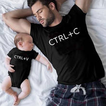 Family Matching Clothes Ctrl+C and Ctrl+V Father Son T Shirt Family Look Dad T-Shirt Baby Bodysuit Family Matching Outfits 2024 - buy cheap