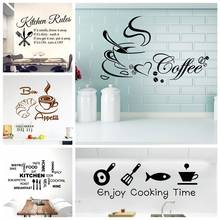 Adesivo de vinil decalque de parede, para cozinha, copo de café, grande citações, adesivo para decoração de casa, mural, papel de parede 2024 - compre barato