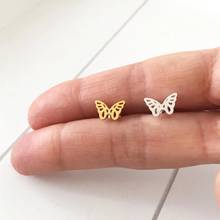 V Attract 2018 Gold Color Animal Bijoux Cute Butterfly Stud Earrings For Women Stainless Steel Animal Boucle D'oreille Fantaisie 2024 - buy cheap