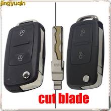 Jingyuqin 2 Buttons Cut Blade Car Key Case Shell Cover Fob Folding for VW Volkswagen MK4 Bora Golf 4 5 6 Passat Polo Bora Touran 2024 - buy cheap