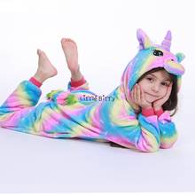 Macacão menina unicórnio pijamas para crianças animal dos desenhos animados cobertor sleepers bebê traje de inverno menino menina licorne jumspout 2024 - compre barato