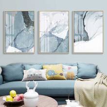 Abstracto luz de mármore azul preto impressão em tela quadros nordic cartaz da arte parede quadros sobre tela sala estar decoração casa 2024 - compre barato