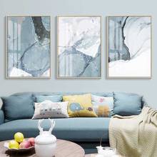 Abstract Marble Light Blue Black Canvas Print Paintings Nordic Poster Wall Art Pictures On Canvas Living Room Home Decor 2024 - buy cheap