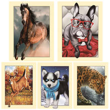 Pintura de animal em moldura, 5d diy, broca completa, cavalo redondo/leopardo, bordado, mosaico, arte, decoração de casa 2024 - compre barato