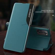 Capa flip de couro para xiaomi, capa espelho inteligente de couro para redmi note 10 pro max com suporte de janela e visão magnética para xiaomi poco x3 pro m3 10tpro 2024 - compre barato