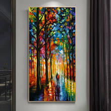 Abstracto romântico amantes paisagem pintura da lona arte da parede cartazes e cópias rua chuvoso parede arte fotos para hoom decoração 2024 - compre barato