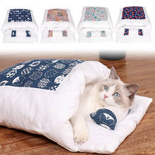 Съемная кровать для кошек и собак, зимний теплый спальный мешок для котят, Конура, мягкая дышащая безопасная кровать для щенков, подушка, товары для домашних животных 2022 - купить недорого