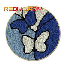 Latch Hook Kit Make Your Own Rug Blue Butterfly Crocheting Cushion Mat DIY Carpet Rug Acrylic Yarn Printed Canvas Hobby & Crafts 2024 - buy cheap