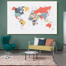 Canvas Paintings World Map Poster Print Colorful Wall Art Wall Picture for Living Room Home Decor Posters and Prints Cuadros 2024 - buy cheap