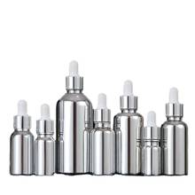 5ML 10ML 15ML 20ML 30ML 50ML 100ML UV Shiny Silver Glass Cosmetic Packaging Serum Essential Oil Dropper Bottles 15pcs/Lot 2024 - buy cheap