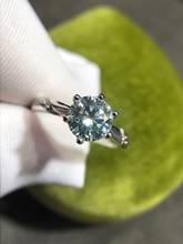 Anel de moissanite prata 925 original, anel vvs1 azul de 1 quilate, corte brilhante, anéis de noivado para adolescentes e meninas 2024 - compre barato