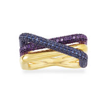 Fashion 925 Sterling Silver Purple and Navy Blue Crossed Rectangle Multicolor Geometric Finger Ring Women Luxury Jewelry 2024 - buy cheap