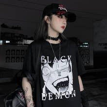 Punk Summer Harajuku Crazy Girl Personality Cartoon Print Top Dark Japan Goth Streetwear Casual Cotton Vintage Fun Women T-Shirt 2024 - buy cheap