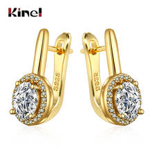Kinel Trendy Oval Cubic Zirconia Stud Earrings For Women Gold Silver Color Simple CZ Earrings Wedding Party Engagement Jewelry 2024 - buy cheap
