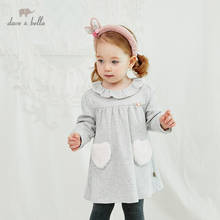 DB14874 dave bella/зимнее милое платье на молнии с бантом и карманами для маленьких девочек модные вечерние платья для детей детская одежда в стиле «лолита» 2024 - купить недорого