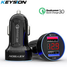 KEYSION-cargador rápido USB Dual QC 3,0 para coche, cargadores inteligentes digitales con pantalla LED, para iPhone XS Max, XR, X, 8, 7, Samsung S9, Note9 2024 - compra barato