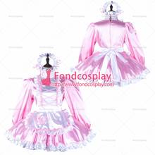 fondcosplay adult sexy cross dressing sissy maid short baby pink satin dress lockable Uniform white apron Tailor-made[G2341] 2024 - buy cheap