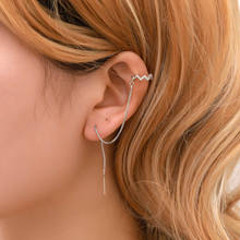 Shiny Rhinestone Stud Earrings For Women Long Tassel Chain Ear Stud Wave Shaped Earrings Silver Color Hip Hop Girls Jewelry 2024 - buy cheap