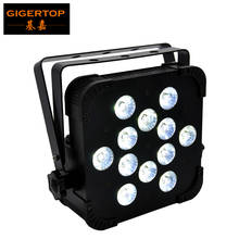 Gigertop luminoso de led plano, 4 em 1, 12x12w, rgbw, luz brilhante, ventilador dmx, 4/7 canais, 110v-220v 2024 - compre barato