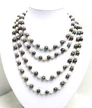 Ожерелье женское из натурального жемчуга 7-8 мм, 80 дюймов 2024 - купить недорого