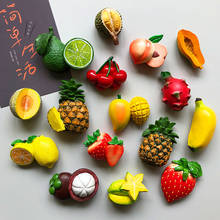 Магнитные 3D наклейки для свежих фруктов на холодильник, креативные магнитные украшения для пищевой комнаты, ананас, лимон, вишня, магниты на холодильник, подарок 2024 - купить недорого