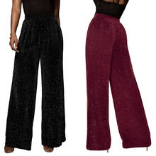 2021 Summer New Women Bright Silk High Waist Wide Leg Straight Pants Pantalon Femme Pantalones De Mujer Trousers 2024 - buy cheap